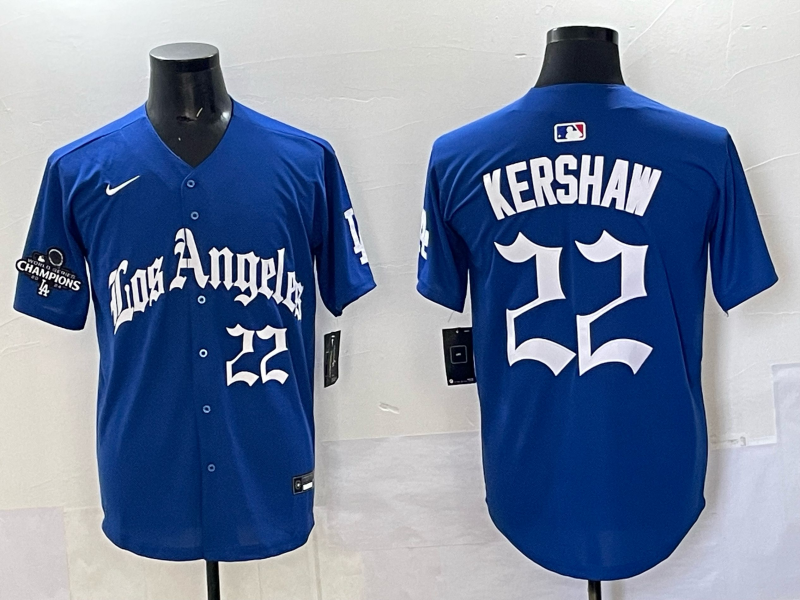 Men Los Angeles Dodgers #22 Kershaw Blue 2025 Nike MLB Jersey style 005->los angeles dodgers->MLB Jersey